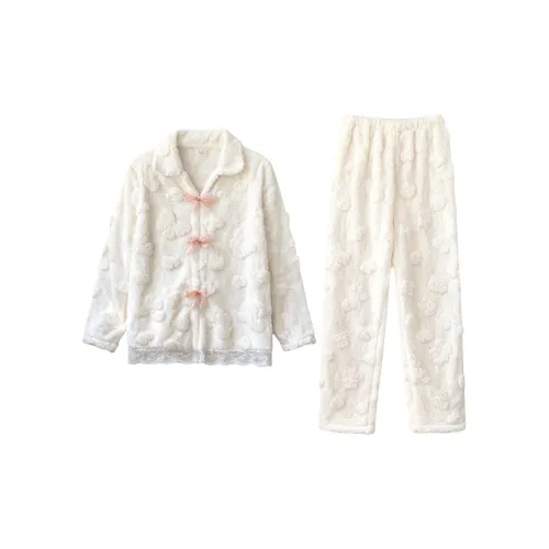 Daiyindie Осенние и зимние пижамы для женщин утолщенные и с флисовой подкладкой термические коралловый флис домашняя одежда