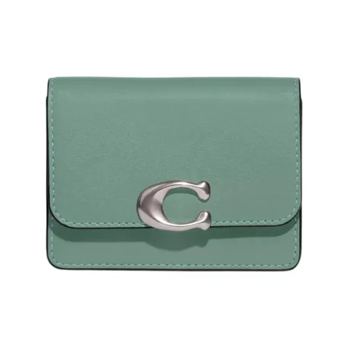 COACH Card Case Телячья кожа Монетница Кошелек Кошелек Мини Женский Синий кристалл