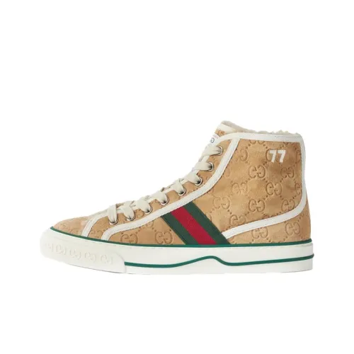 GUCCI Tennis 1977 Высокие Топы Повседневная Скейтборд Обувь Женская Коричневая Зеленая
