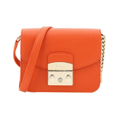 Furla Metropolis Collection Кожаная маленькая квадратная сумка сумка через плечо сумка на плечо мини женская оранжевая