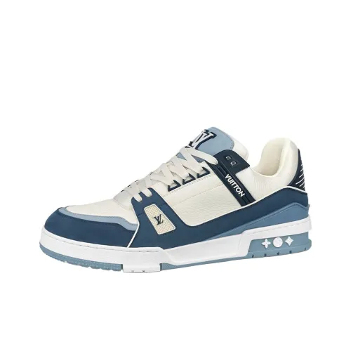 LOUIS VUITTON Тренер Low Топ Скейтборд Кроссовки Унисекс Синий Белый