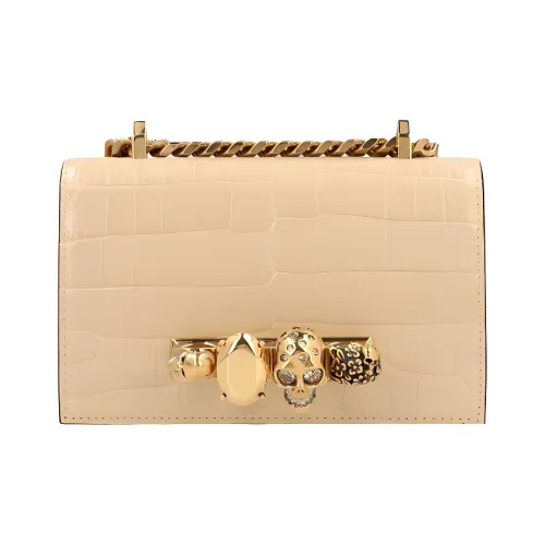 Alexander McQueen Телячья кожа Маленькая квадратная сумка Сумка через плечо Стандартная Женская Бежевая