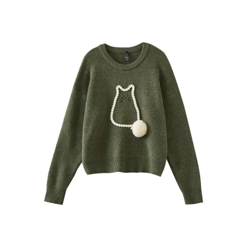 OUNIXUE Оливково-зеленые Женские Свитера