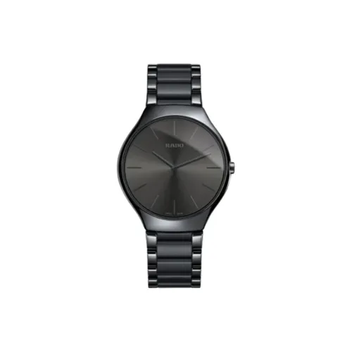 RADO True Thinline Collection Кварцевый механизм Мужские часы Часы 39 мм Черный циферблат Керамические корпуса Керамический ремешок