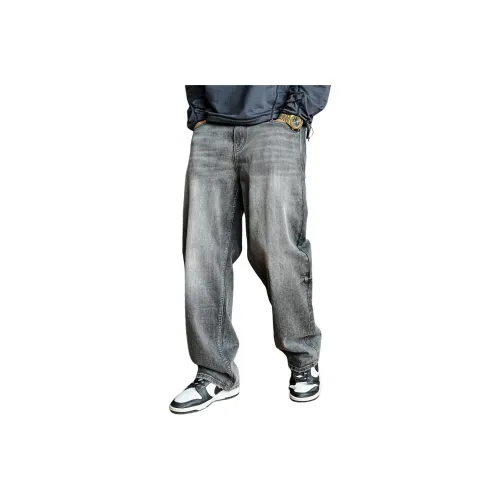 ZHANDASHUAI Черный Серый Цвет Унисекс Джинсы