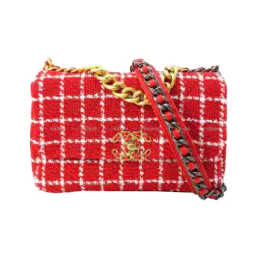 CHANEL 23C Spring 19 Bag Хлопок Твид Сумка Сумка через плечо Сумка через плечо Женская Красная Белая