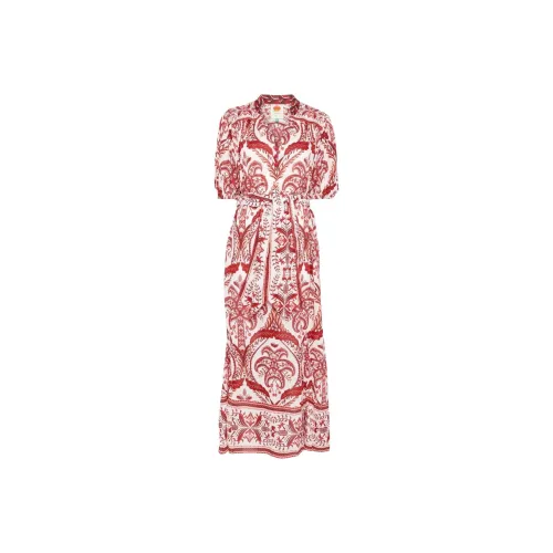 FARM Rio Короткое Платье с Короткими Рукавами Женское Коралловый Красный