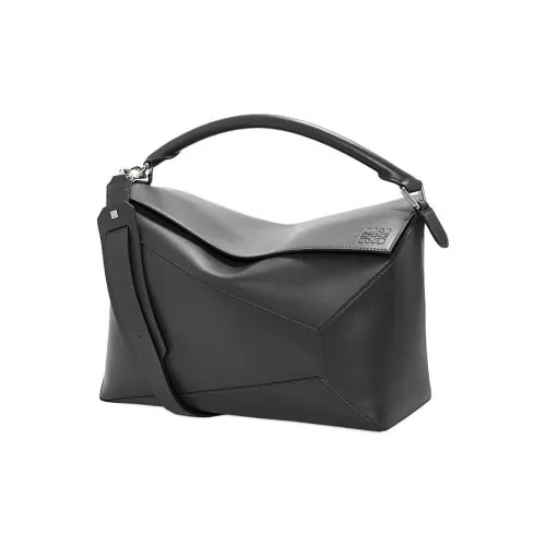 LOEWE Пазл Блестящий Корова Кожа Сумка через плечо Сумка Мужская Черная