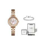 Белый циферблат [В комплекте с полностью украшенным браслетом из горного хрусталя + коробка]