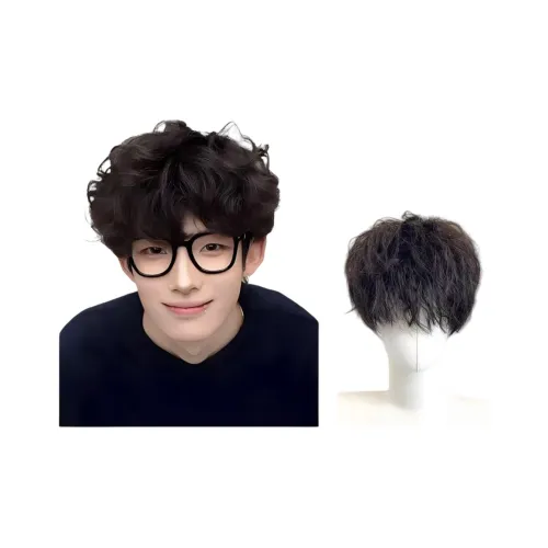 Mousse Na Leslie Short Hair Curly Мужская Перука Шерстяной Завиток Повседневный Подкручивание Вверх Полная Голова COVER