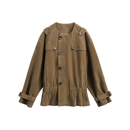 JIKOO Куртки Пальто Женские Коричневый