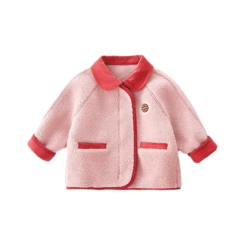 RHOBESAM Dudu LA Вельвет Маленький Отложной воротник Дубленка Розовый Детские дошкольные утеплённые куртки