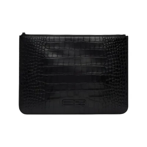 Balenciaga Телячья кожа Кошелек Доска для ноутбука Браслет Сумка Клатч Большой Унисекс Черный