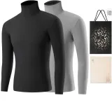 Комплект из 2 предметов водолазка (Ночной черный + Сиреневый серый), бархат, термоотводящий, антибактериальный, бесшовный