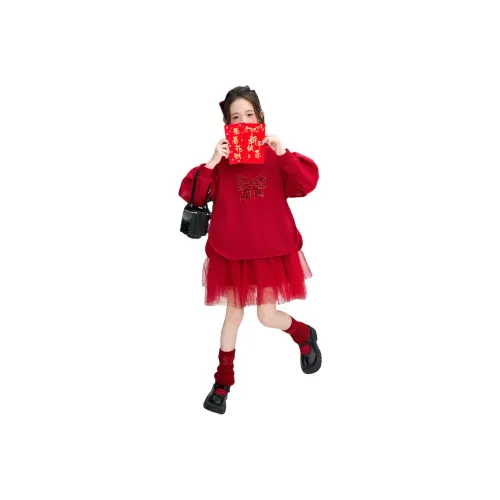 PLANDOO Новогодний красный Юбка KIDS Платья