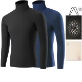 Комплект из 2 предметов водолазка (Ночной Черный + Глубокий Сумеречный Синий), бархат, термоотводящий, антибактериальный, бесшовный