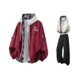 Бордовый + Белый Фотиния Серый Свитшот + Черные Штаны