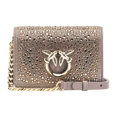 PINKO Love BagClick Collection Сумка через плечо из коровьей кожи Женская Коричневая
