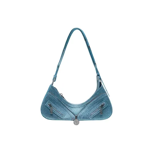 Pre spel Коровья кожа Сумка через плечо Маленькая Женская Сверкающий страз Барби Синий