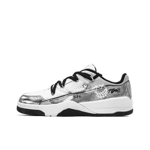 Jordan Flight Корт Таинственное Лицо Устойчивый к истиранию Низкий Топ Винтажные Баскетбольные Кроссовки Унисекс Белый Серый