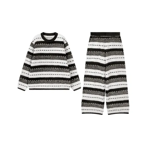 Tipsy Miss Черно-белый Полосатый Женский Пижамный Комплект
