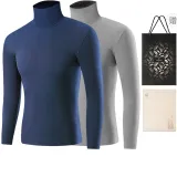 Комплект из 2 предметов водолазка (Темный сумеречный синий + сиреневый серый), бархат, термический, антибактериальный, бесшовный