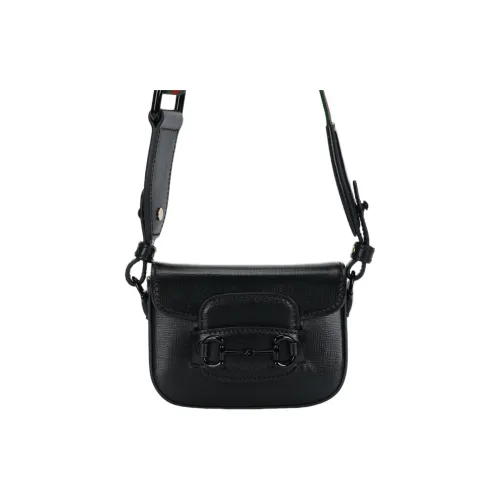 GUCCI Horsebit 1955 Кожа Сумка через плечо Сумка Extra Mini Женская Черная