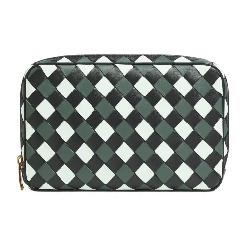 Bottega Veneta Клатч из коровьей кожи среднего размера женский черный и белый зеленый