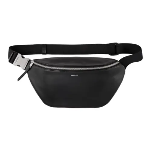 Sandro Коровья кожа мужская черная бананка