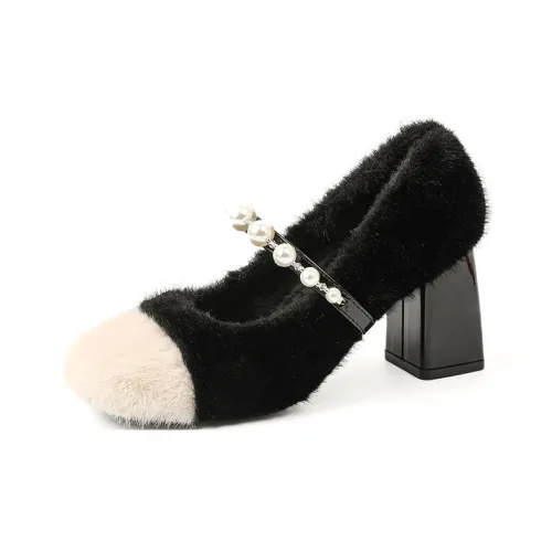 Lan Miao Грубый каблук Мэри Джейн Туфли Женские