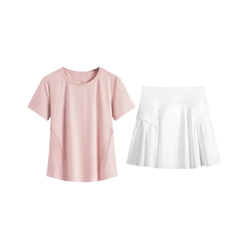 Йога Набор Быстросохнущий T-Рубашка Топ Марафон Женские 2 Штуки Комплект На открытом воздухе GOLF Теннис Тренировки Шорты-юбка