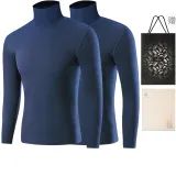 Набор из 2 частей Водолазка Топ (Глубокий Сумеречно-синий + Глубокий Сумеречно-синий) Бархат, Термо-проводящий, Антибактериальный, Бесшовный