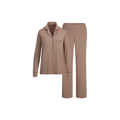 SKIMS Праздника Fw25 Сон Длинный рукав Кнопка Вверх Комплект Пижама Комплект Женский