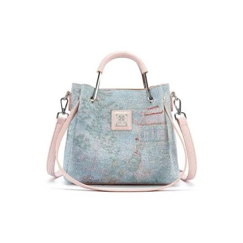 MACKJANICE ПУ (полиуретан) с синтетической кожей сумка стандартная женская синий и белый вышитый розовый