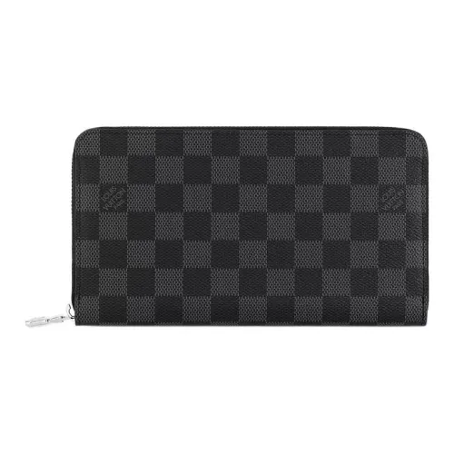 LOUIS VUITTON Покрытый холст с коровья кожа кошелек мужской темно-синий