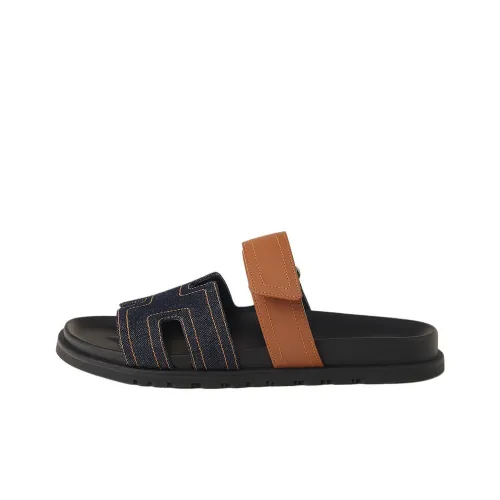 HERMES Chypre Слипоны Мужской Черный Оранжевый