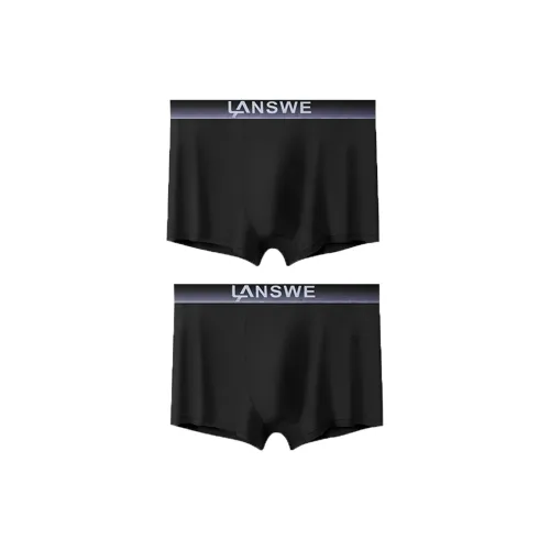 Lanza [2 упаковки] Черный + Черный Мужские боксер-шорты