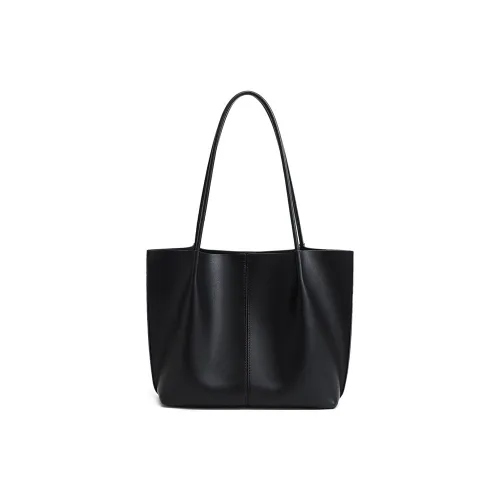 PESASRIE Корова Кожа с Синтетической Кожей Плечевая Сумка Женская Черная