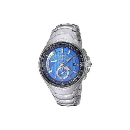 SEIKO Coutura Collection Солнечный Механизм Нержавеющая Сталь Ремешок Часы 44,5 мм Мужские Часы Синий Циферблат