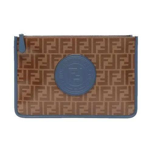 FENDI Кожа Клатч Мужской Коричневый Синий