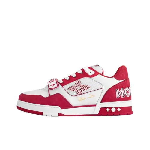 LOUIS VUITTON Тренер Low Топ Стильные Скейтбординги Унисекс Белый Красный