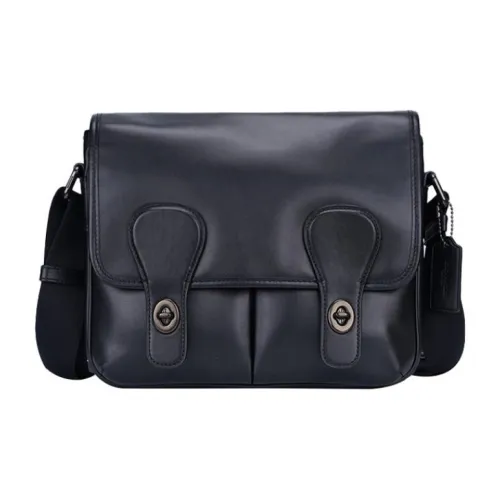 COACH Heritage Кожа Ноутбук Сумка Briefcase Сумка через плечо Мужская Черная