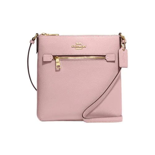 COACH File Крестообразная текстура Кожа Сумка через плечо Средний Женский Розовый