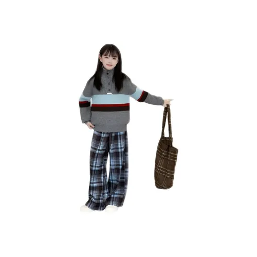 GOYN Шифон Синий Серый Свитер Синий Черный Большой Клетчатый Ollie Брюки KIDS Повседневная Спортивная Одежда