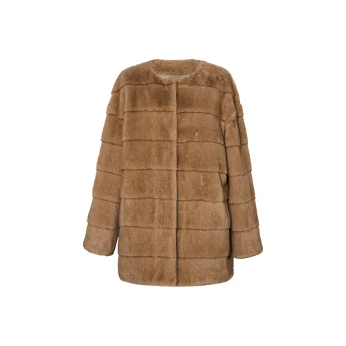 ROEYSHOUSE Хаки-желтый Женские меховые изделия