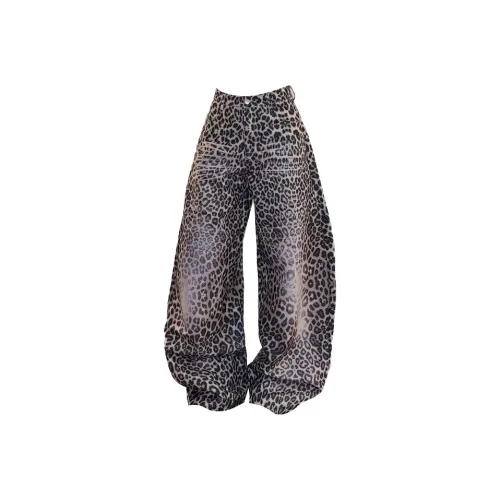 YIWANSHIDUO Леопардовый принт Унисекс Джинсы