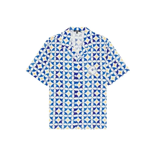 Malbon Golf Collaboration Мужские Синие Рубашки