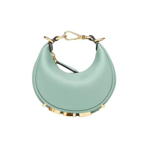 FENDI fendigraphy Металлические детали Телячья кожа Сумка-полумесяц Запястье Сумка Сумка Мини Женские Мятно-зеленый