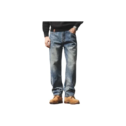 JIELEINUO Синий Мужской Джинсы