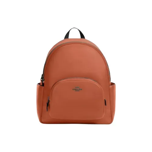 COACH Court Утонченный Pebble Leather Backpack Large Women's Sunset Red